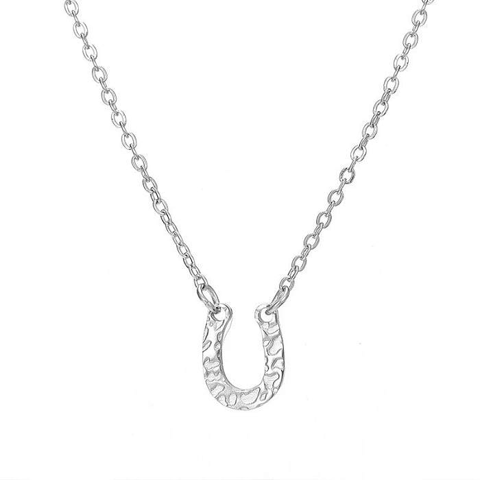 U-shaped Letter Pendant Stainless Steel  Jewelry Necklace