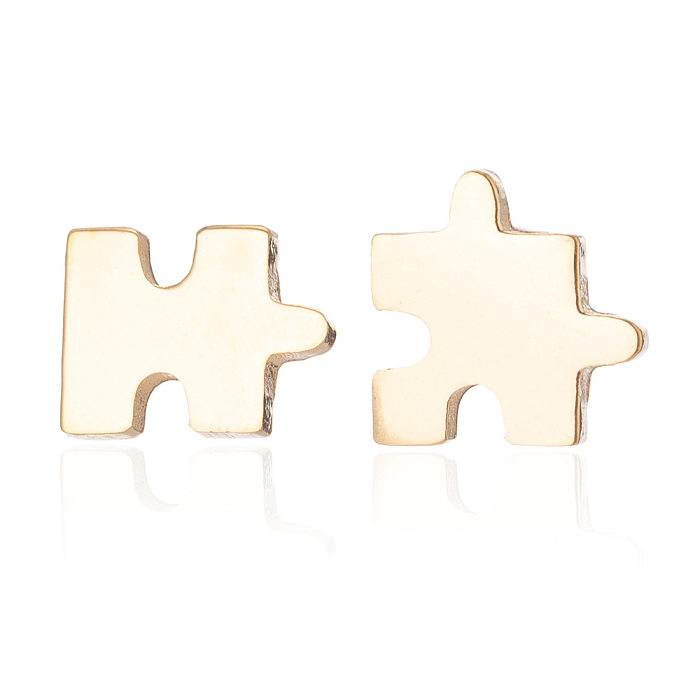 Damenmode Koreanischer Stil Jigsaw Edelstahl Keine Eingelegten Ohrstecker Überzug Edelstahl Ohrringe