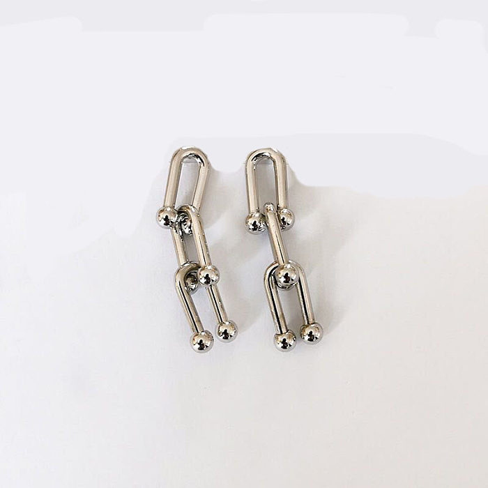 1 Pair Simple Style U Shape Stainless Steel  Tassel Earrings