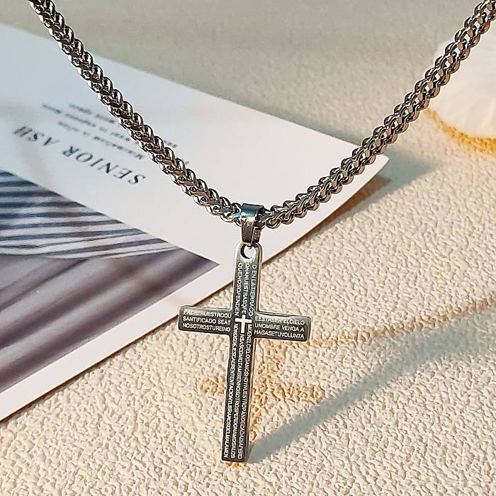 Fashion Cross Butterfly Stainless Steel  Stainless Steel Pendant Necklace 1 Piece