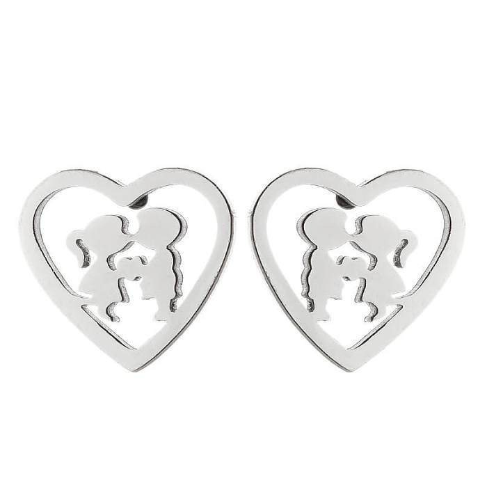 1 Pair Simple Style Heart Shape Stainless Steel  Plating Earrings