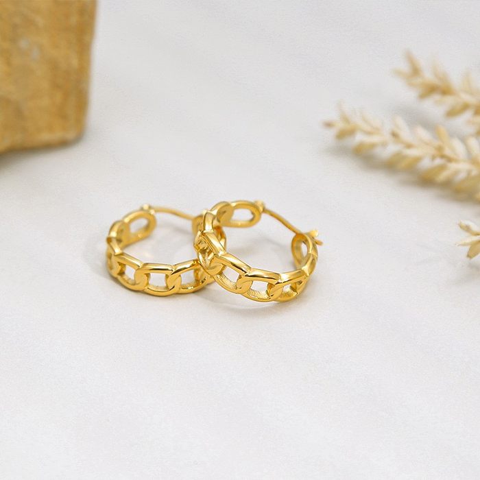 1 Pair Commute Solid Color Plating Stainless Steel  18K Gold Plated Earrings