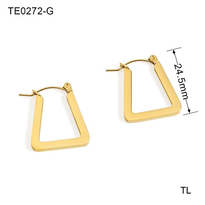 1 paire de boucles d'oreilles triangulaires de Style Simple, en acier inoxydable plaqué or 18 carats