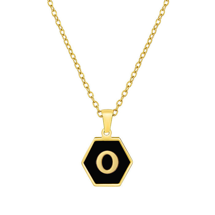 Collier pendentif hexagone en acier inoxydable, coquille plaquée, colliers en acier inoxydable