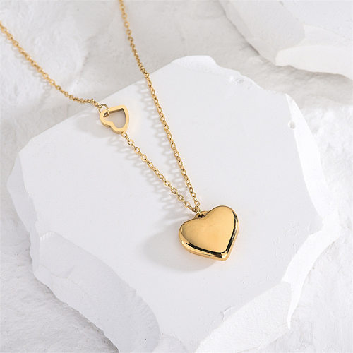 Collier Pendentif en Acier Inoxydable en Forme de Coeur à la Mode 1 Pièce