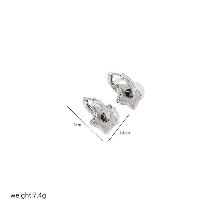 1 paire de boucles d'oreilles créoles en acier inoxydable plaqué or 18 carats, Style Simple, polissage géométrique
