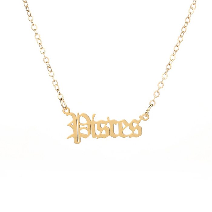 Collier avec pendentif en acier inoxydable, 12 constellations, vierge, en or, à la mode