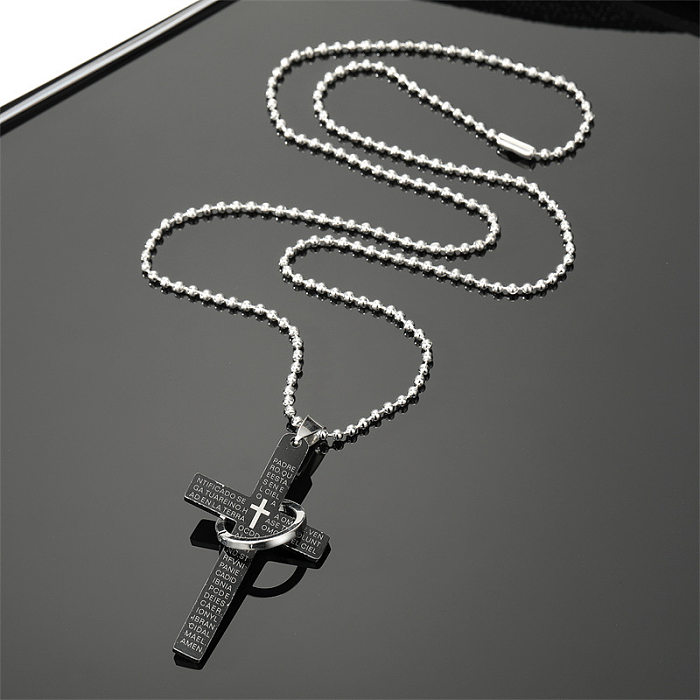 Jewelry Trend Punk Stainless Steel  Color Cross Belt Ring Rock Geometric Sweater Chain