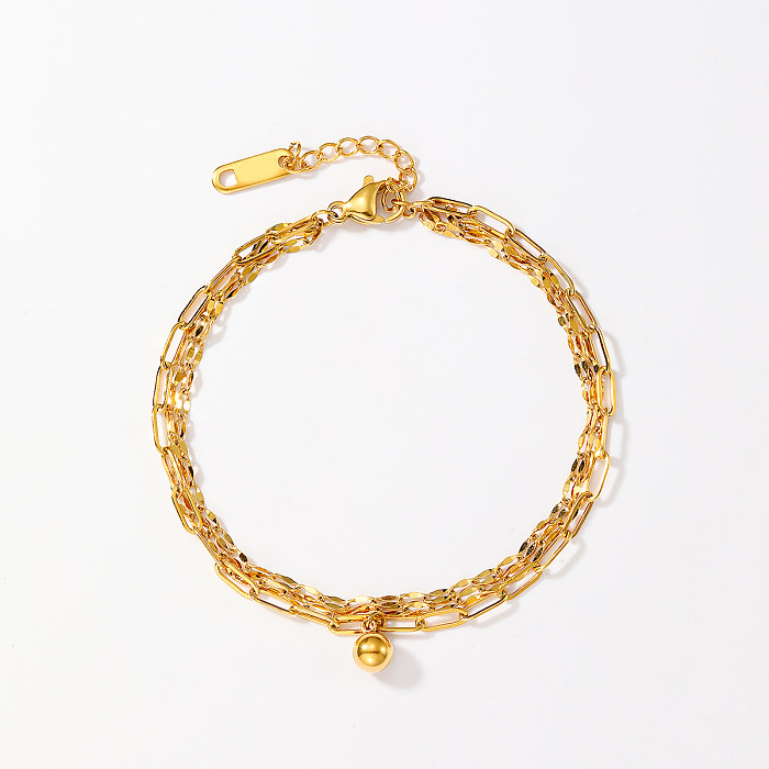 Bracelets ronds en acier inoxydable plaqué or 18 carats, style simple, vente en gros