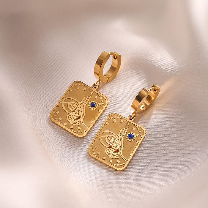 1 paire de boucles d'oreilles pendantes en acier inoxydable plaqué or 18 carats, Style Simple, placage géométrique