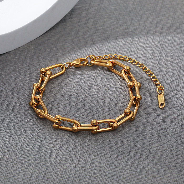 Bracelets plaqués en acier inoxydable géométriques à la mode, 1 pièce