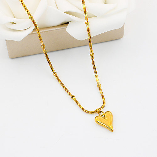 Retro Heart Shape Stainless Steel  Pendant Necklace 1 Piece