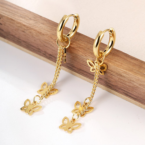 1 Pair Fashion Butterfly Stainless Steel  Plating Dangling Earrings