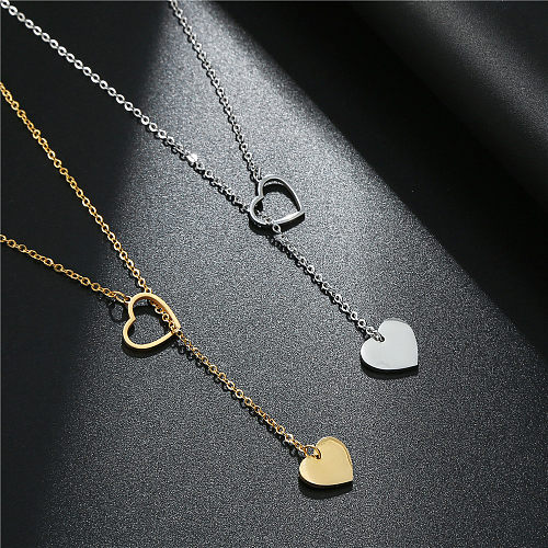 Simple Stainless Steel  Heart-shaped Creative Simple Pendant Necklace