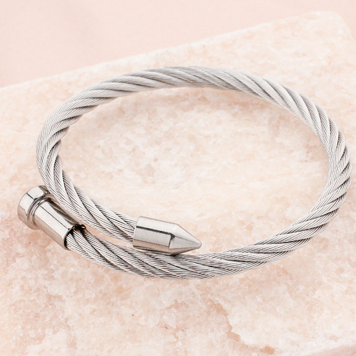 Punk Solid Color Stainless Steel Plating Bangle