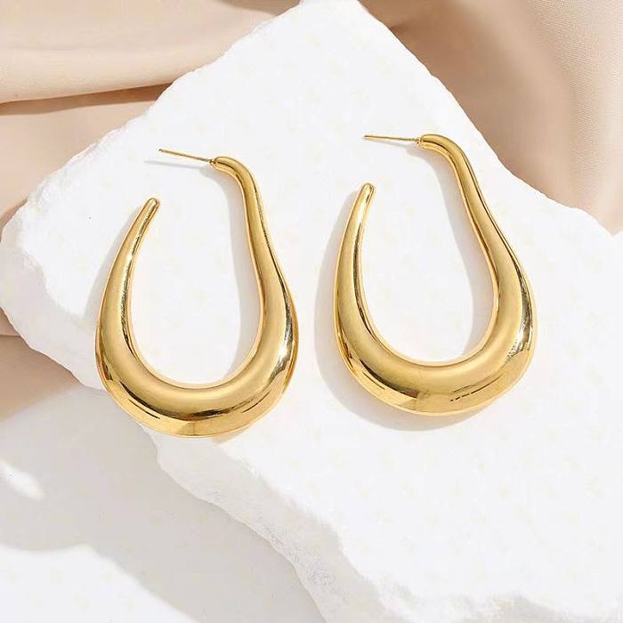 1 Pair Simple Style Solid Color Plating Stainless Steel  24K Gold Plated Earrings