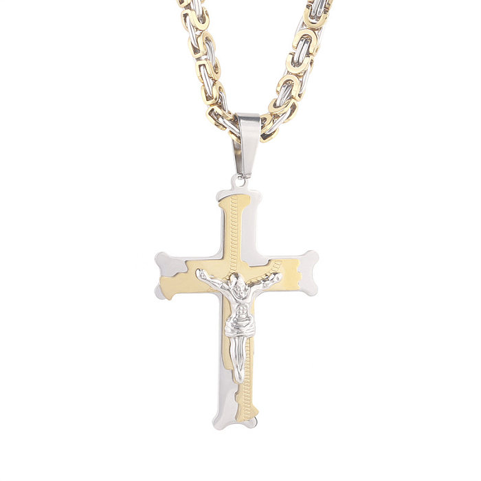 Ethnic Style Cross Stainless Steel Plating Gold Plated Pendant Necklace