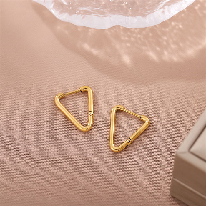 1 Pair Simple Style Triangle Plating Stainless Steel  Stainless Steel 18K Gold Plated Earrings