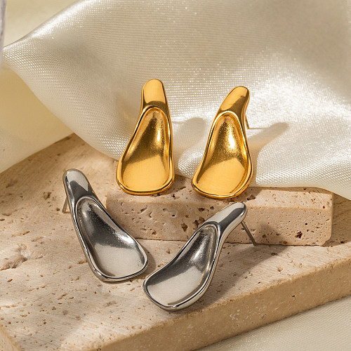 1 par de pinos de orelha banhados a ouro 18K com revestimento geométrico estilo IG de aço inoxidável