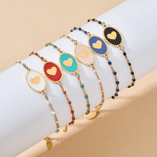 Simple Style Heart Shape Stainless Steel Patchwork Bracelets