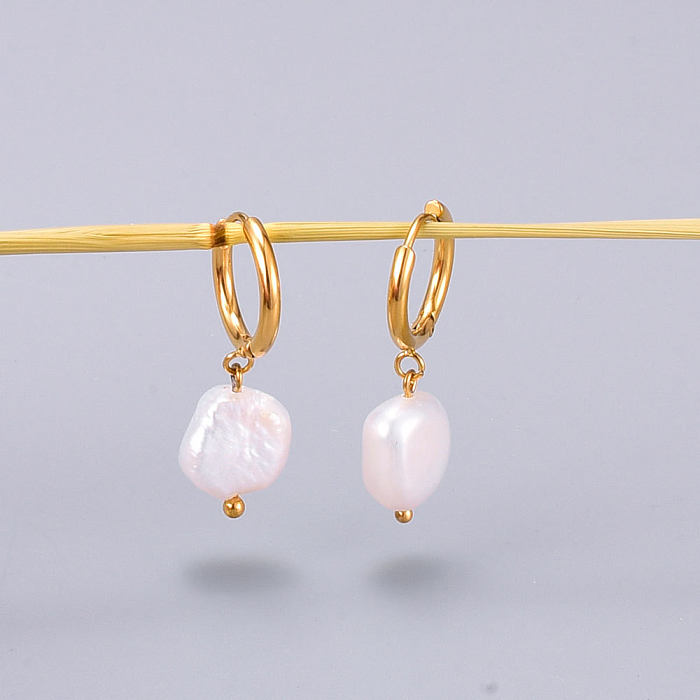 Elegant Geometric Stainless Steel Drop Earrings Plating Pearl Stainless Steel  Earrings