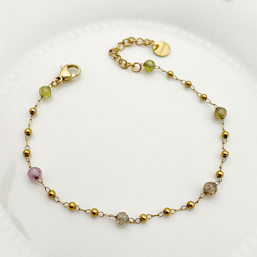 Bracelets plaqués or de placage d'acier inoxydable de couleur unie de style simple