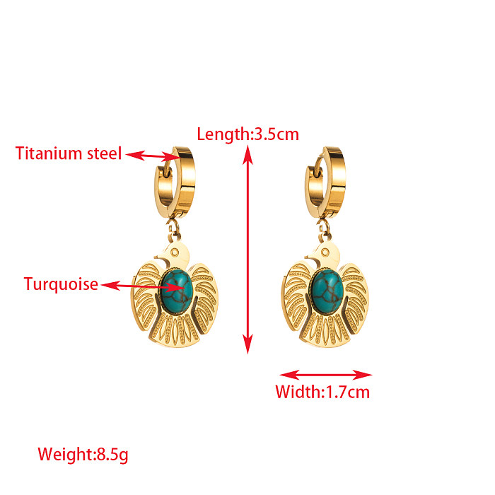 1 Paar elegante, runde, ovale, herzförmige Inlay-Ohrringe aus Edelstahl mit Strasssteinen und vergoldeten Tropfenohrringen