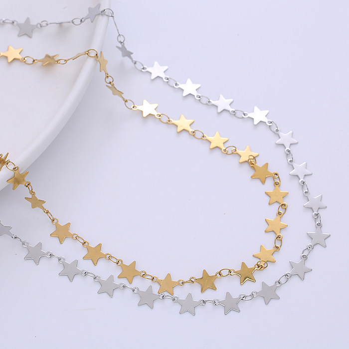 Simple Style Star Stainless Steel  Plating Chain Choker