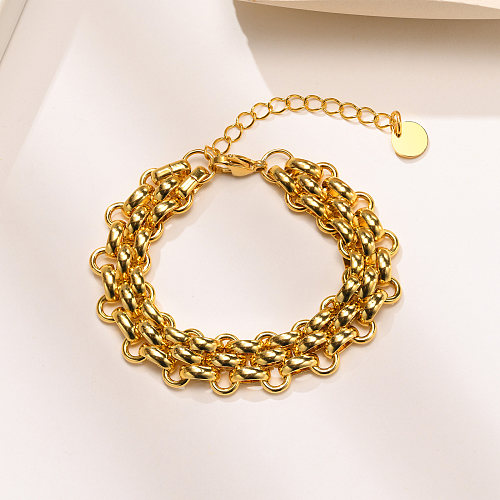 Pulseiras banhadas a ouro de aço inoxidável de cor sólida estilo vintage estilo simples a granel