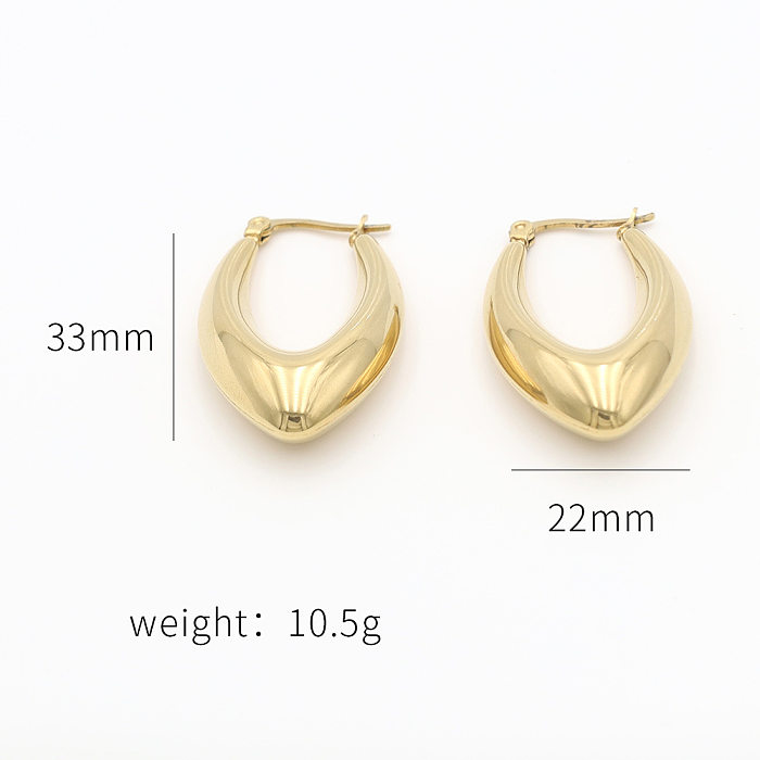 1 paire de boucles d'oreilles plaquées en acier inoxydable, Style Simple, forme C, forme U, forme V