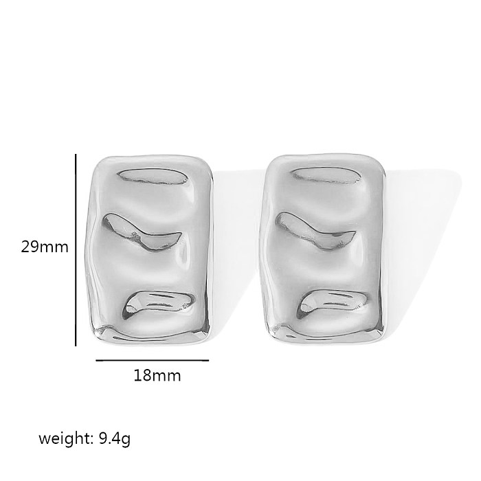 1 paire de clous d'oreilles plaqués or 18 carats, Style Simple, placage de polissage rectangulaire en acier inoxydable
