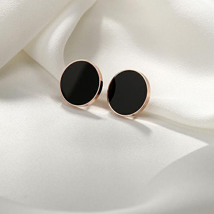 1 Pair Lady Circle Plating Stainless Steel  Gold Plated Ear Studs
