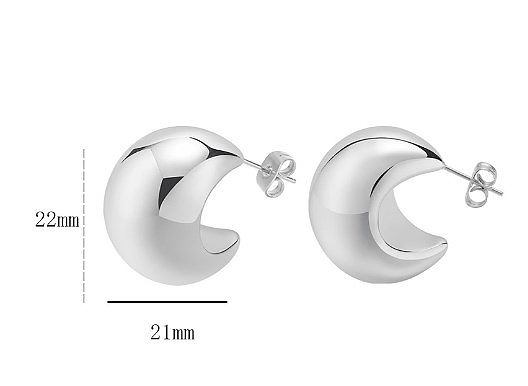 1 paire de boucles d'oreilles rétro Style français en forme de C et U, plaquées gouttelettes d'eau en acier inoxydable plaqué or 18 carats