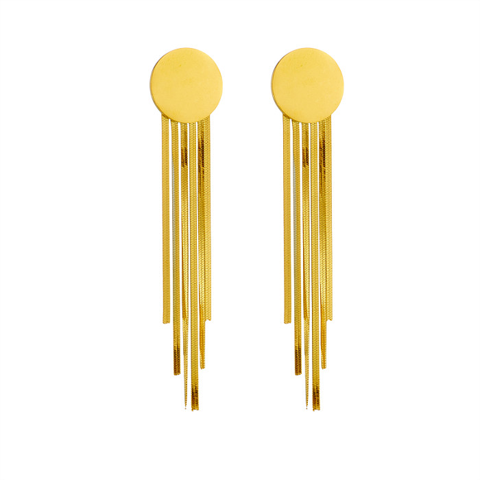 Boucles d'oreilles pendantes à pampilles en acier inoxydable, Style Simple, géométrique, plaqué or, 1 paire