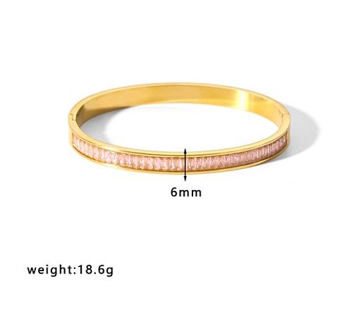 Bracelet rond en acier inoxydable avec incrustation de zircon de style simple