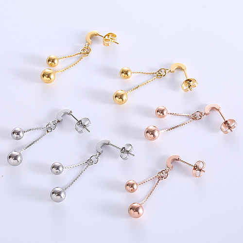 1 paire de boucles d'oreilles pendantes en acier inoxydable plaqué or Rose 18 carats, couleur unie, décontractées et élégantes