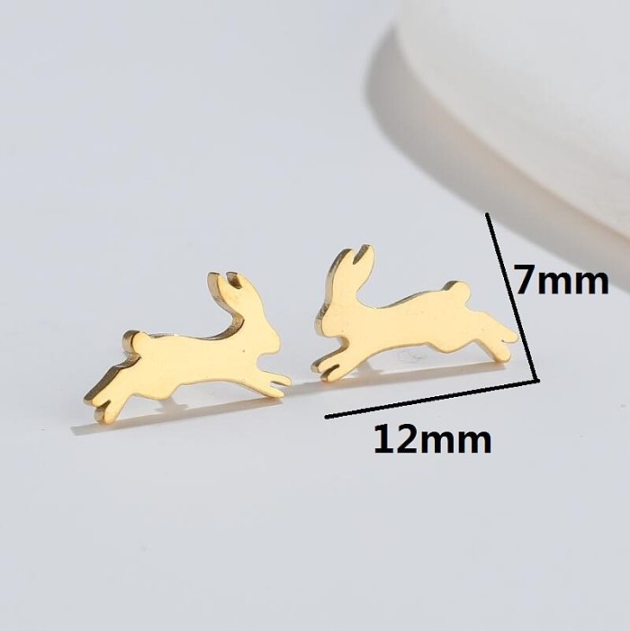 1 Pair Japanese Style Rabbit Animal Stainless Steel Plating Ear Studs