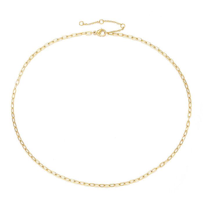 Moda curta feminina corrente 316l aço inoxidável 14k banhado a ouro colar clavícula corrente jóias