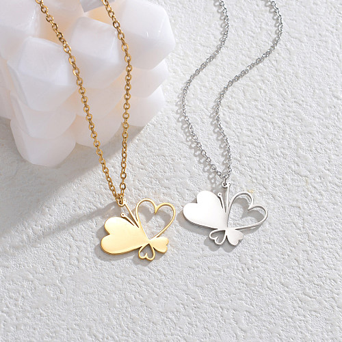 Simple Style Butterfly Stainless Steel  Plating 18K Gold Plated Pendant Necklace