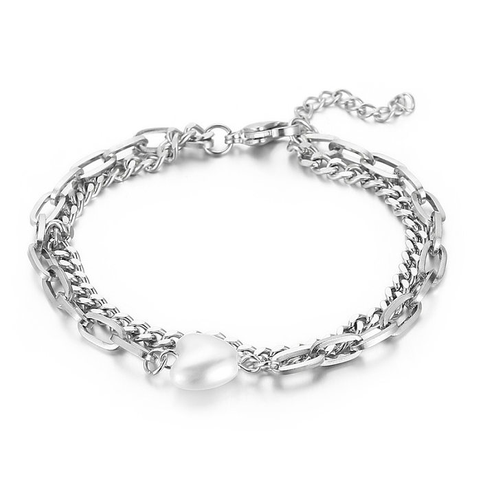 Stainless Steel Heart Shape Shell Double Layer Bracelet Wholesale Jewelry jewelry