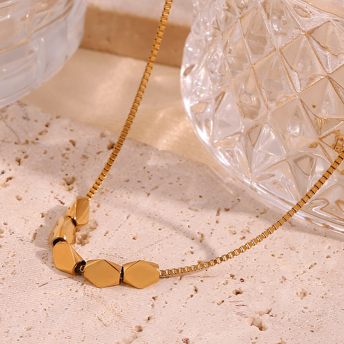 Basic Classic Style Solid Color Stainless Steel  Plating 18K Gold Plated Necklace