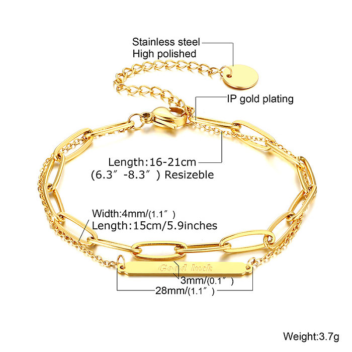 Bracelets plaqués or 18 carats en acier inoxydable géométrique de style simple, vente en gros