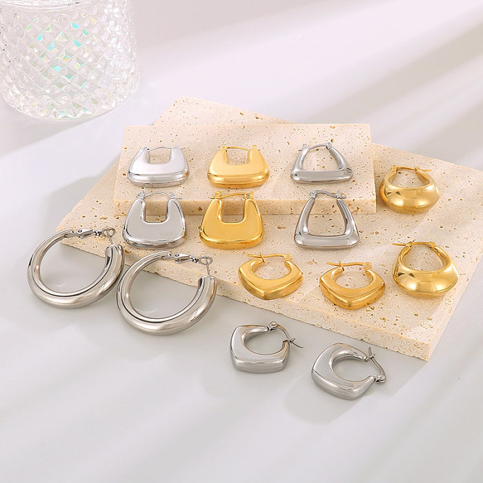 1 Pair Modern Style Simple Style Solid Color Plating Stainless Steel  18K Gold Plated Earrings