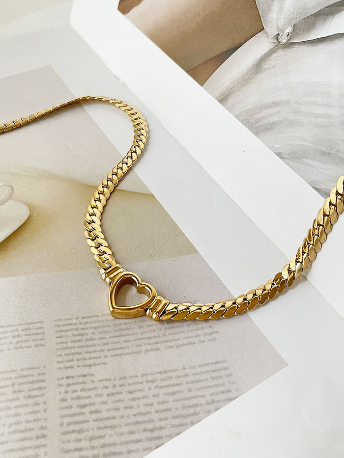 Fashion Heart Shape Stainless Steel  Plating Hollow Out Necklace 1 Piece