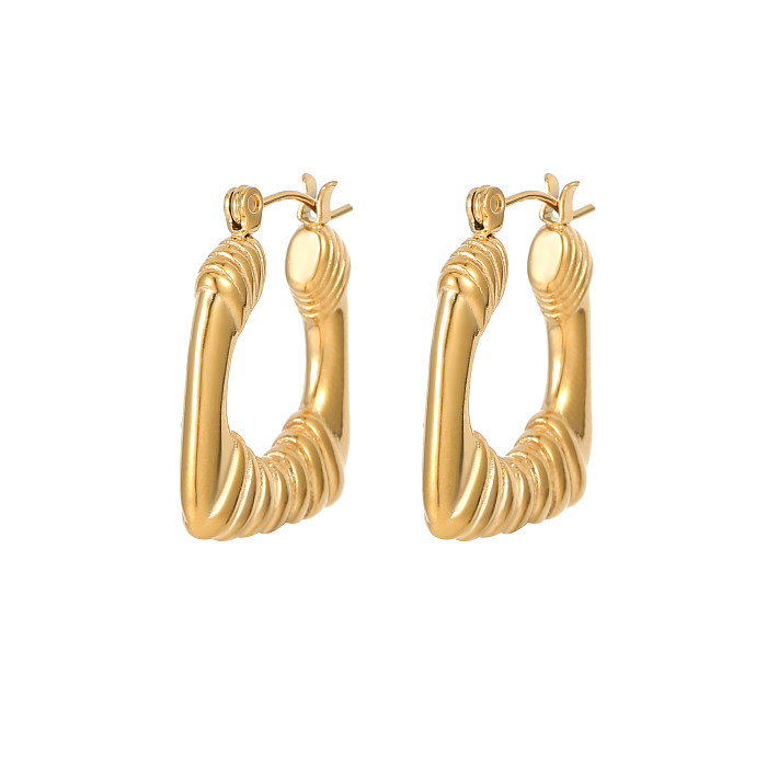 1 Pair Cute Simple Style Commute C Shape U Shape Plating Stainless Steel  Gold Plated Earrings