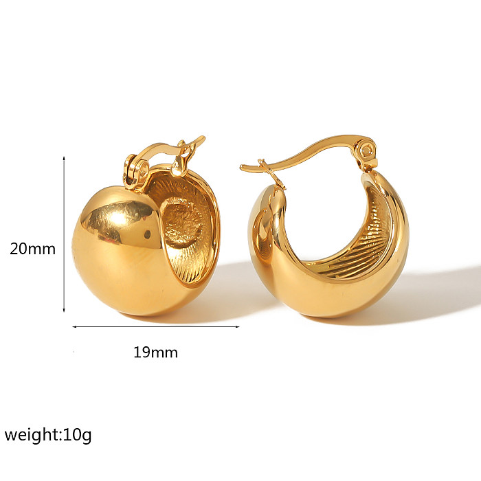 1 par de brincos banhados a ouro 18K em semicírculo básico com revestimento epóxi em aço inoxidável