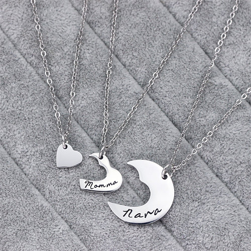 Hot Sale In Europe And America Fashion Creative Mother's Day Three Puzzle Stainless Steel Necklace