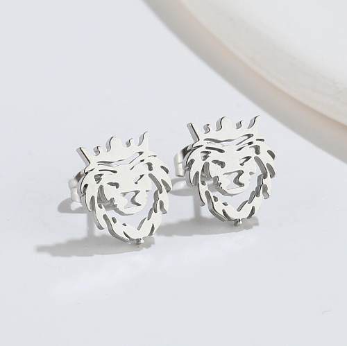 Fashion Lion Stainless Steel Plating Ear Studs 1 Pair