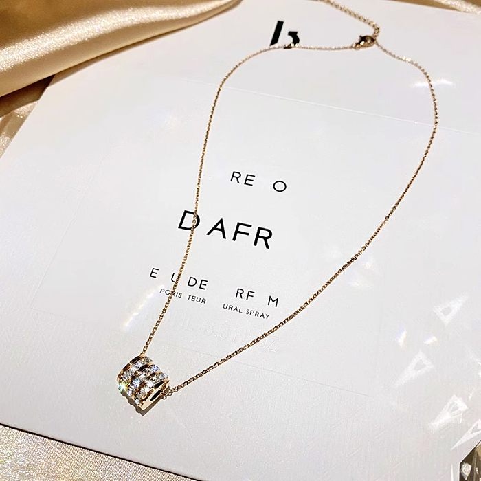 Korean Style Internet Celebrity Circle Diamond-Studded Necklace Women's Ins Simple Mori Style Ins Cold Style Stainless Steel Ornament Clavicle Chain