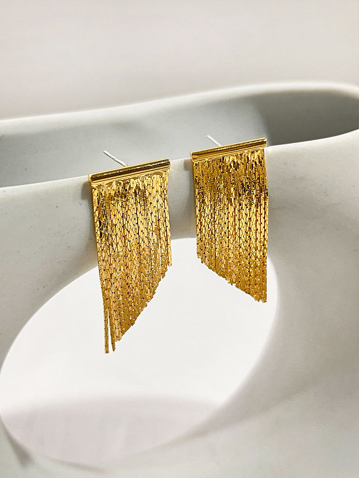 1 Pair Elegant Exaggerated Tassel Heart Shape Stainless Steel Plating 18K Gold Plated Drop Earrings